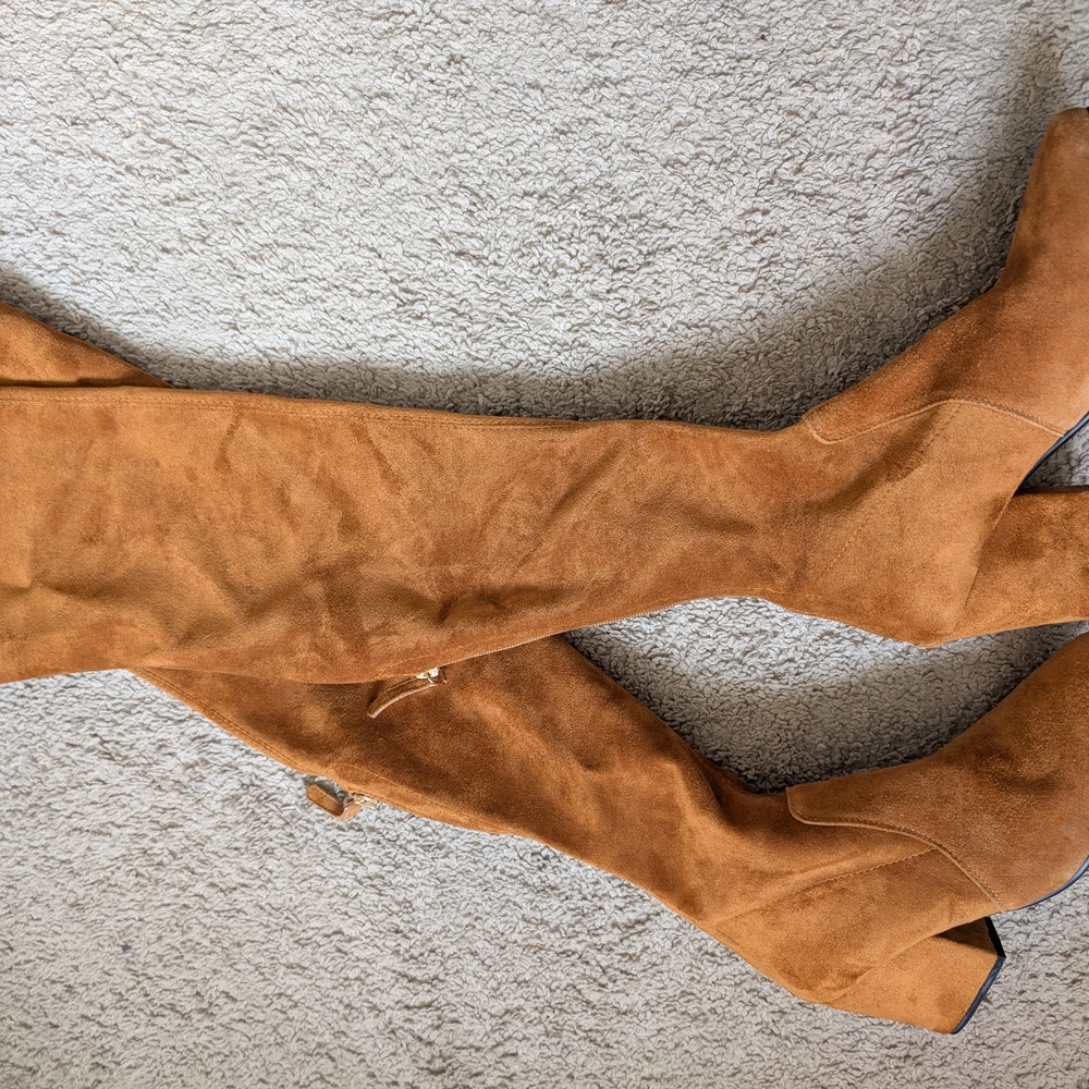 Women's Tan Suede Knee-High Boots